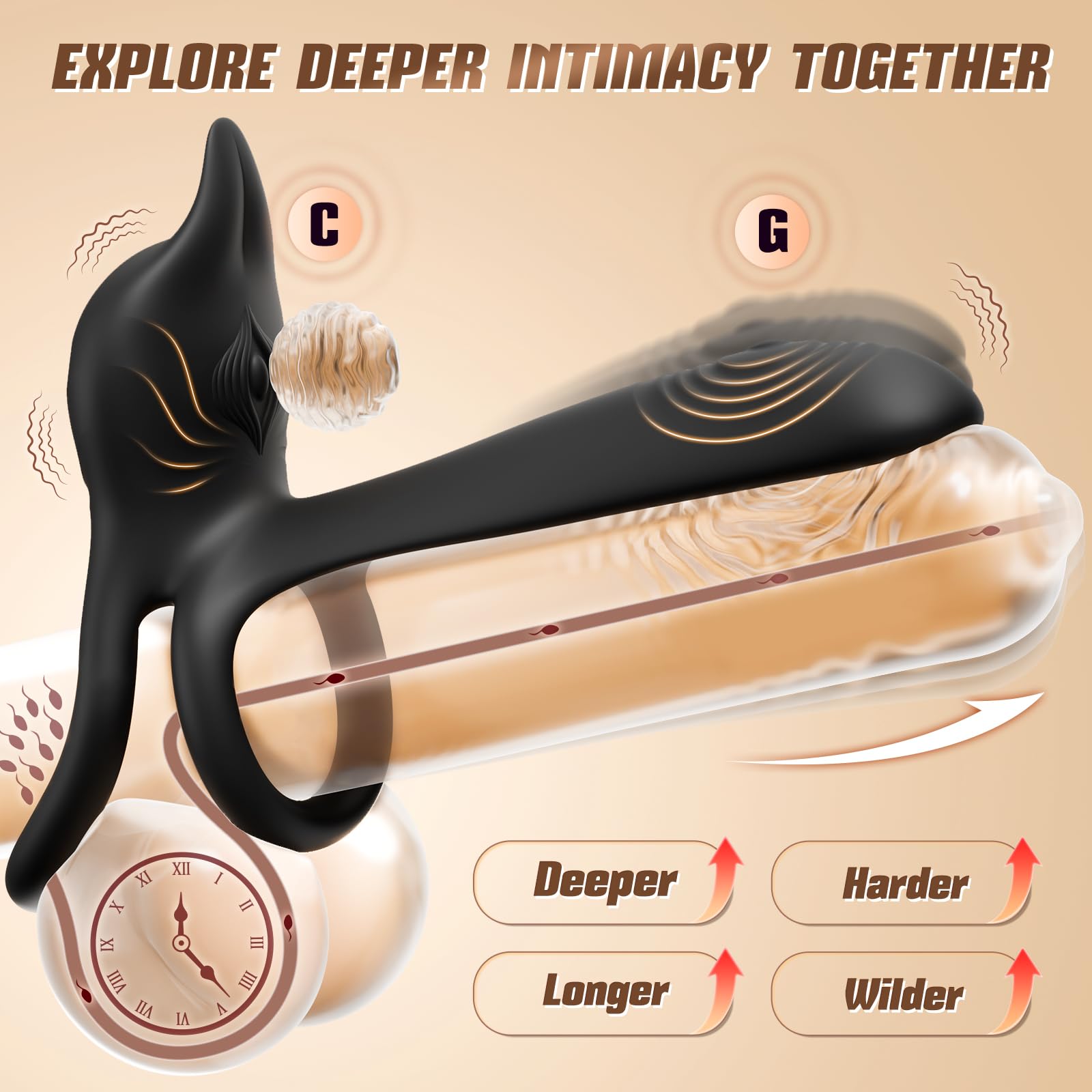 🖤🎁Enchanted Girl Luxe Smart Vibrating Ring – App-Controlled Pleasure for Couples 💫